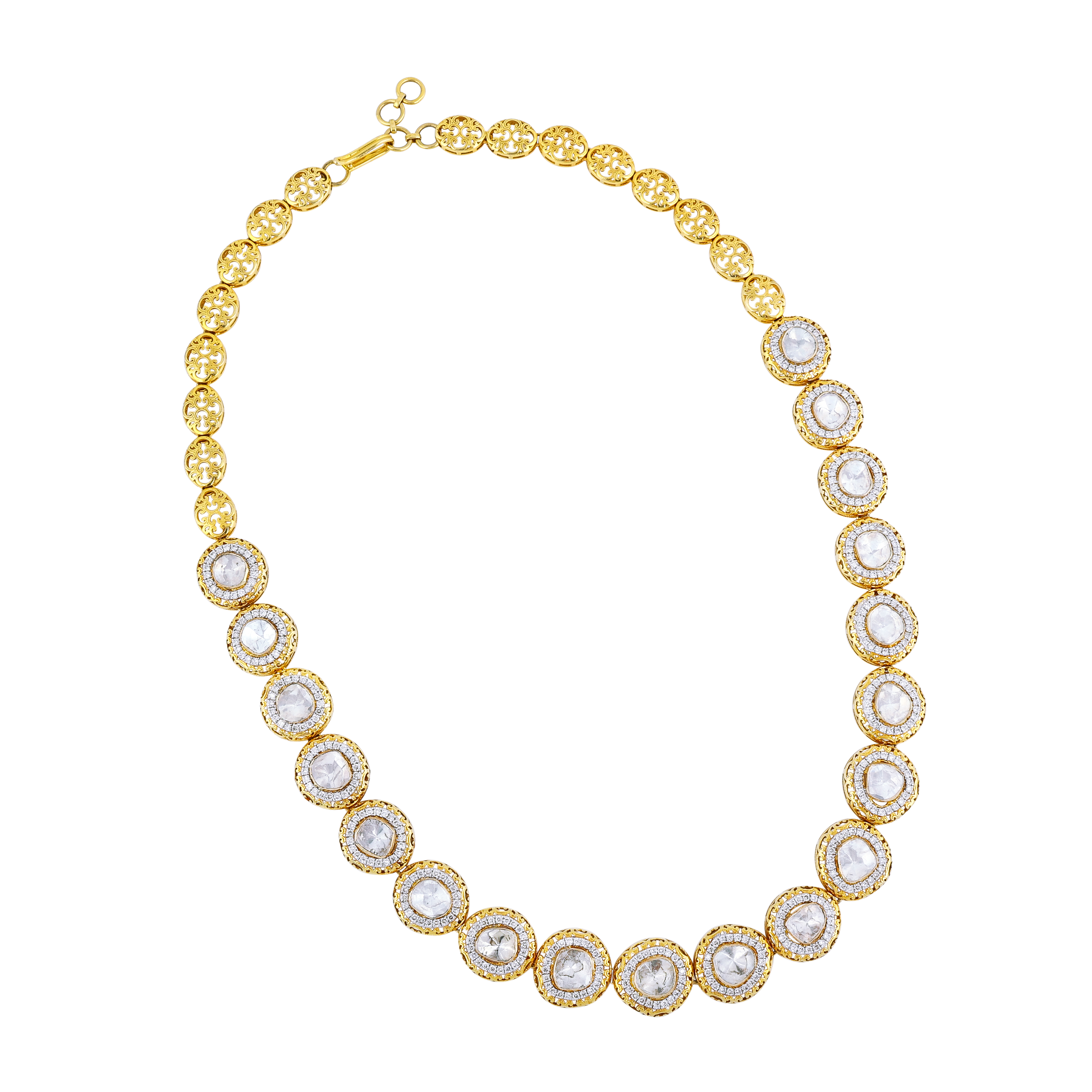 Polki String Necklace with Halo Setting